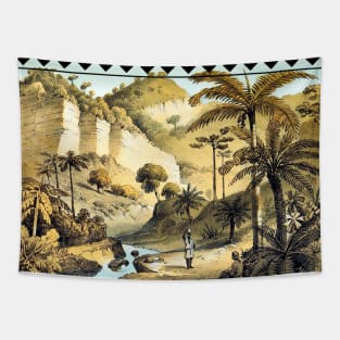 African landscape with palm trees. Tapestry