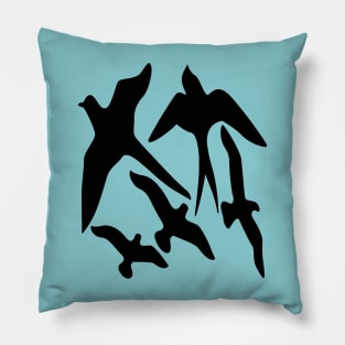 Birder Silhouette Swallow Swift and Seagulls Pillow