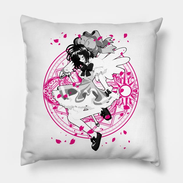 Sakura Magic Circle (black) Pillow by geekingink