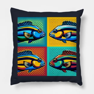 Pop Bluestreak Cleaner Wrasse Art - Trendy Marine Life Pillow