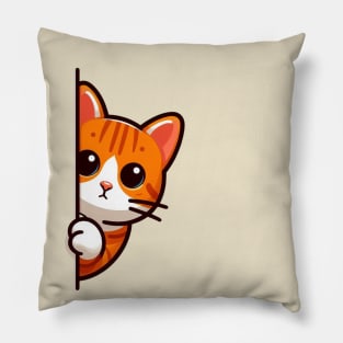 Orange Cat Peeking Pillow