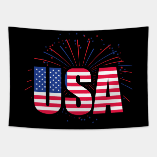 USA fireworks 4th of July Patriotic Tapestry