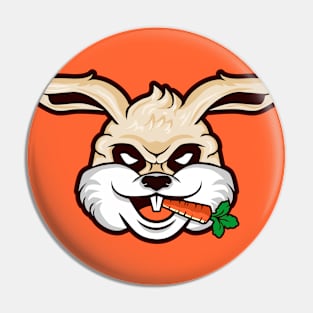 Funny Cartoon Rabbit with Carrot in Mouth Pin