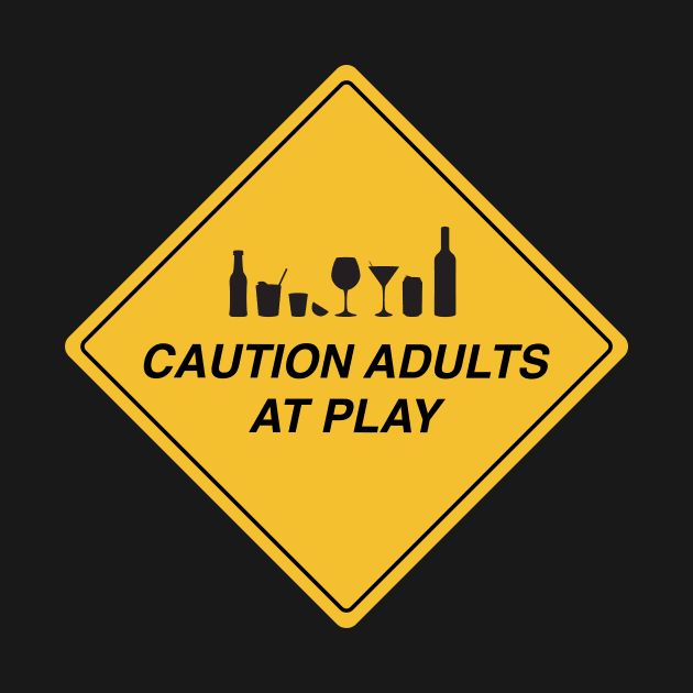 Caution adults at play road sign by annacush