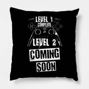 Level 1 Complete, white theme Pillow