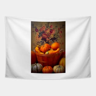 Basket Of Autumn Fruit Pumpkins And Gourds Tapestry