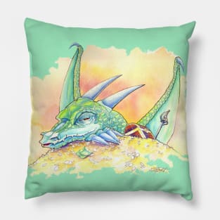 Tranquil Green Dragon (Watercolor) Pillow