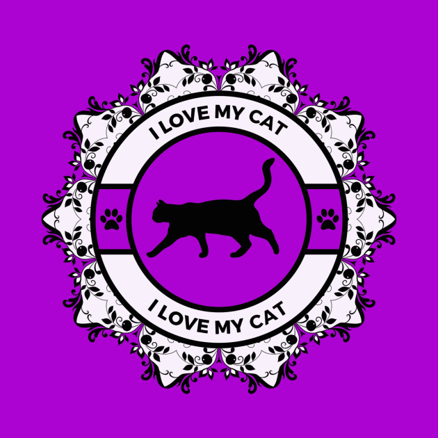 Purple/Violet I Love My Cat by Designs_by_KC