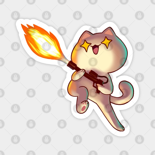 Flamethrower Cat Magnet by vooolatility