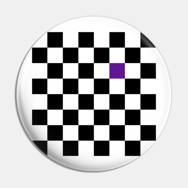 Checkered Black and White with One Purple Square Pin by AbstractIdeas