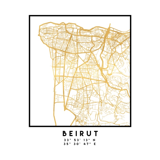 BEIRUT LEBANON CITY STREET MAP ART by deificusArt