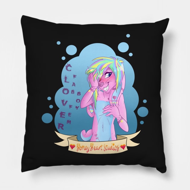 Clover Fab Fem Boy Pillow by HoneyHeartStudios