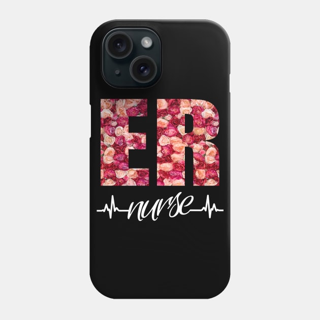 ER Nurse Heartbeat Roses Phone Case by Duds4Fun