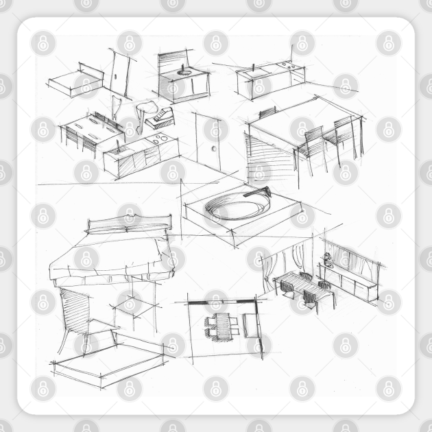 Furniture Design Sketch Furniture Sticker Teepublic