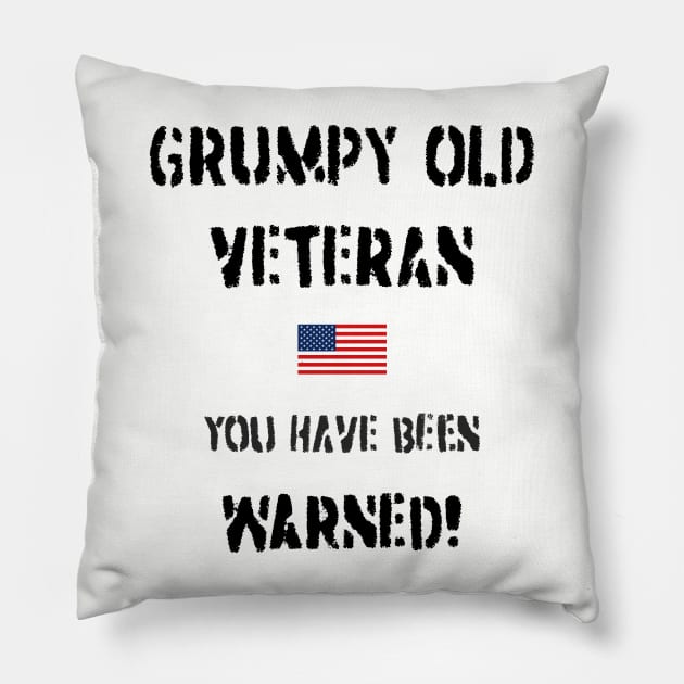 Grumpy Old Veteran (USA) Pillow by BearCaveDesigns