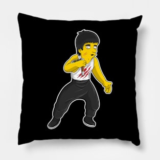 Yellow Bruce Lee Illustration Pillow