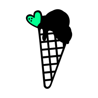 Snow Cone Icecream Black with Mint T-Shirt