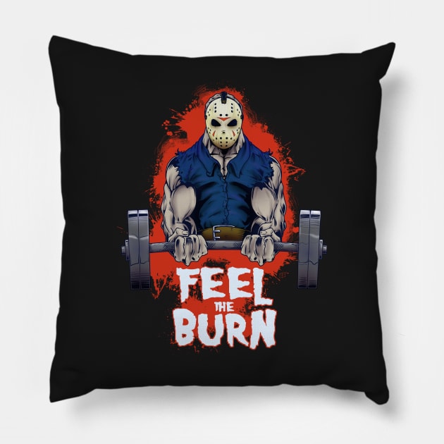 Feel The Burn: Jason Vorhees inspired  workout shirt Pillow by SilverBaX