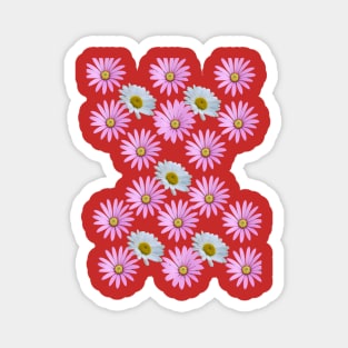 Pink and white Daisy Summer Pattern Magnet