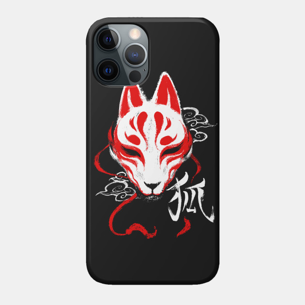 Kitsune Kanji Ink Mask - Japanese Spirit Fox - Japan - Phone Case