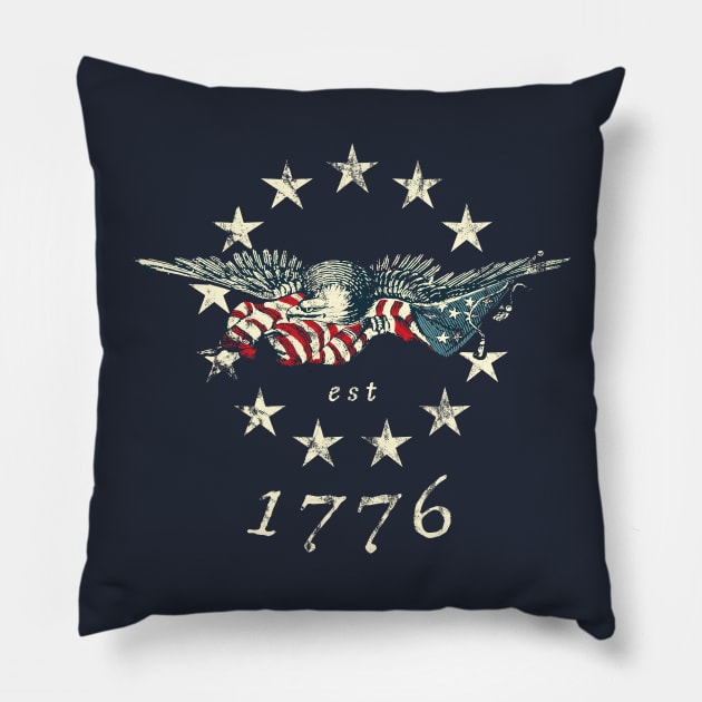 Bald Eagle 1776 Betsy Ross Flag Pillow by Huhnerdieb Apparel