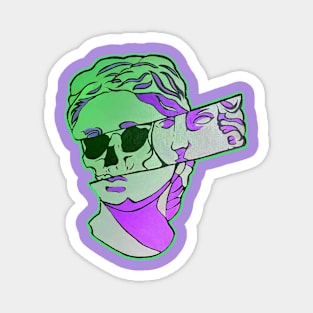 Green & Purple Skull Sculpture Magnet