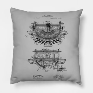 Patent Art - Vintage Typewriter Design Pillow