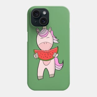 Unicorn eating watermelon Phone Case