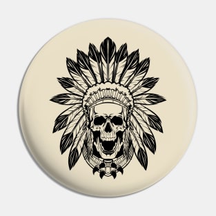 Skull in indian headwear Pin