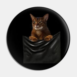 Abyssinian cat, Cat insde pocket, Cat Lover Pin