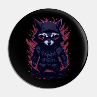 Ninja Raccoon Illustration Pin