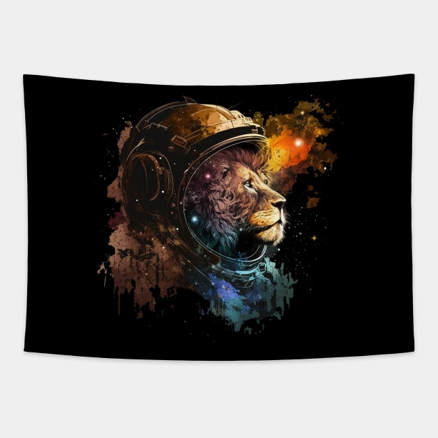 galaxy lion Tapestry by a cat cooking