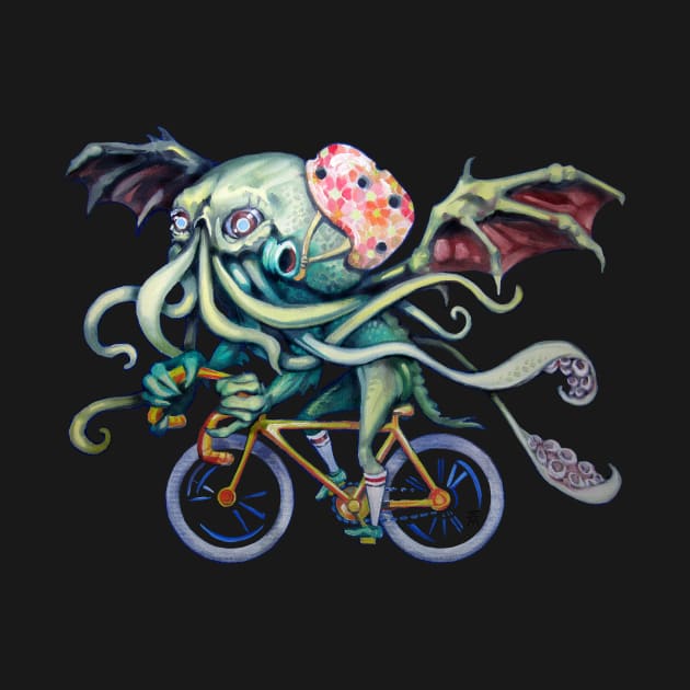 Cthulhu Riding A Bicycle by ellemrcs