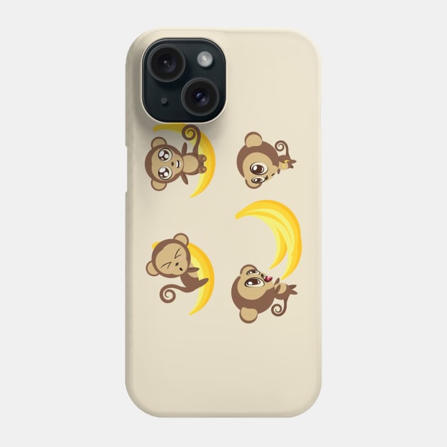 Monkeys with banana Phone Case by AnnArtshock