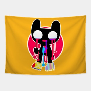 Black Drip Cat Doodle WOZZ Tapestry