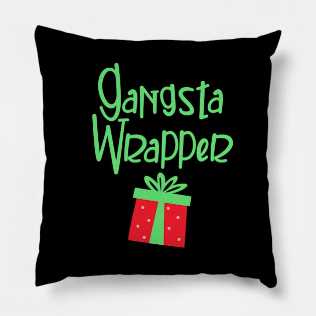 Gangsta Wrapper Funny Christmas Pillow by PrettyVocal