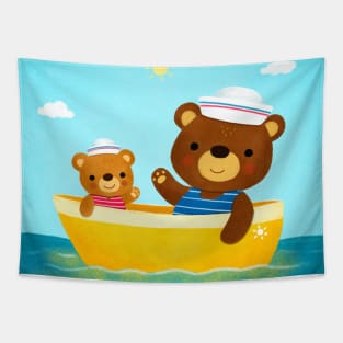 Bears in a Boat Tapestry