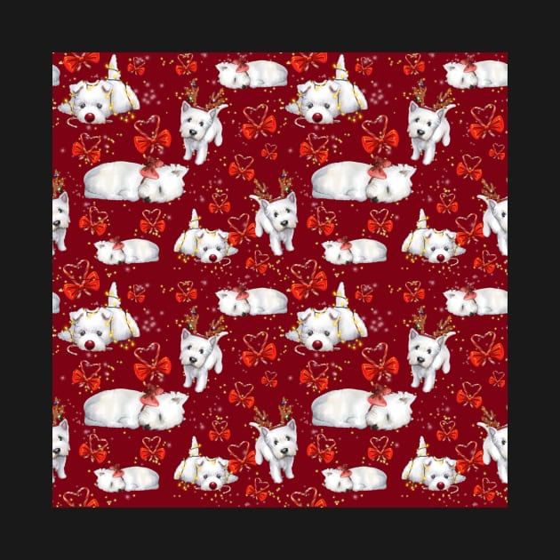 Christmas westies red pattern by ArtInPi