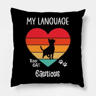 My Language Cautious Cat Pillow