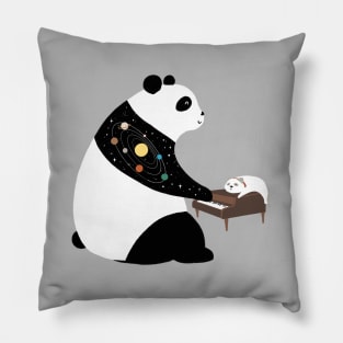 Fat panda pianist and lazy cat Pillow