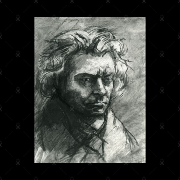 Ludwig van Beethoven - charcoal portrait by Karolina Studena-art