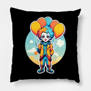 Clown Halloween Illustration Pillow