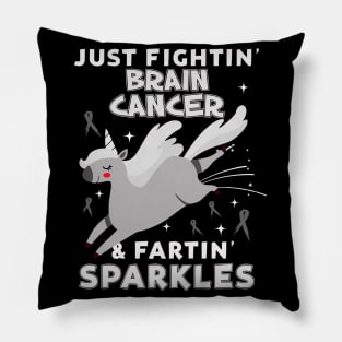 brain cancer funny unicorn farting sparkles Pillow