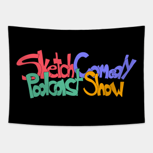 Sketch Comedy Podcast Show Curved Logo Tapestry