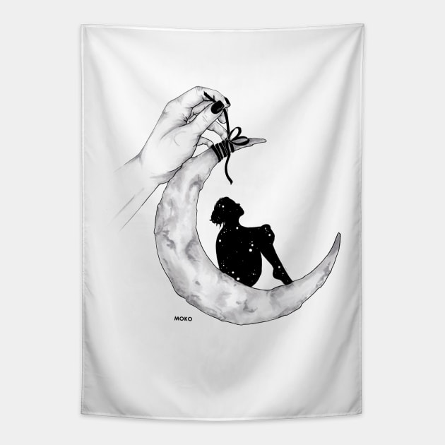 moon girl Tapestry by MOKO