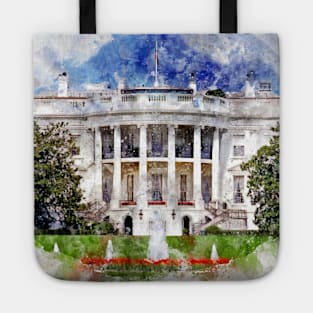 The White House in Washington DC Watercolor - 02 Tote