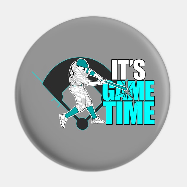 It's Game Time - Baseball (Aqua) Pin by adamzworld