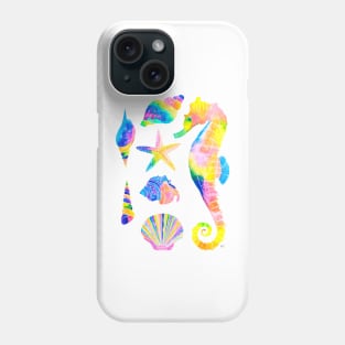 Watercolor Under the Sea Pattern - Bright Rainbow Phone Case