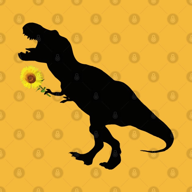 Sunflower and T rex dinosaur kind good heart by Collagedream