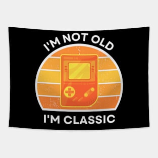 I'm not old, I'm Classic | Handheld Console | Retro Hardware | Vintage Sunset | '80s '90s Video Gaming Tapestry